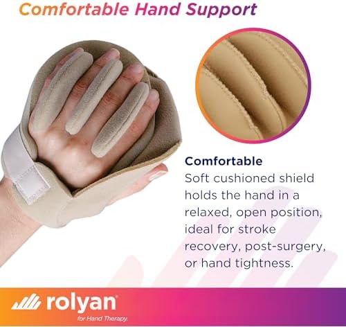 Rolyan Sof-Foam Palm Shield for Left Hand, Finger Separators and Soft Foam Cushion for Hand Contracture Support, Non-Latex Hand Protector for Stroke Recovery, Elderly, or Surgery Aftercare