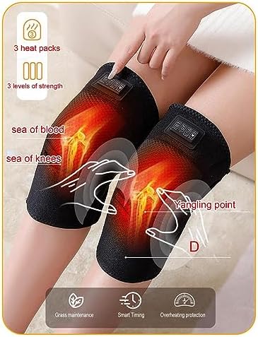 VIDECOR Heated Knee Brace Wrap with Massage, Knee Heating Pad, Suitable for Knee Joint Fatigue, Arthritis, Leg Muscle Cramps, and Relieve Knee Joint Pressure.,Black