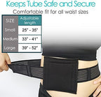 G Tube Holder Peritoneal Dialysis Catheter Belt to Secure Medical Feeding Tubes Gastrostomy Gtube PEG J Tube with Larger 6" Square Sponge Pouch Pad Accessories for Adults Women Men Black
