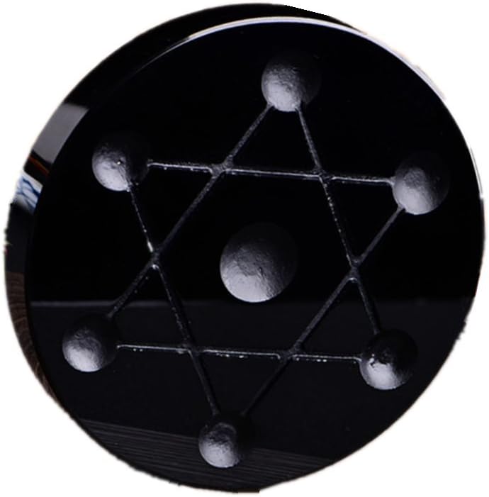 AITELEI Natural Black Obsidian 7 Chakra Star Array Sphere Ball Plate Crystal Mineral Stand Polished Gemstone Base