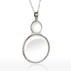 10X Magnifying Glass Necklace Pendant, Magnifier Lens for Reading Crafts Working Inspection Exploring Jewelry Accessory Gift (White Gemstone)