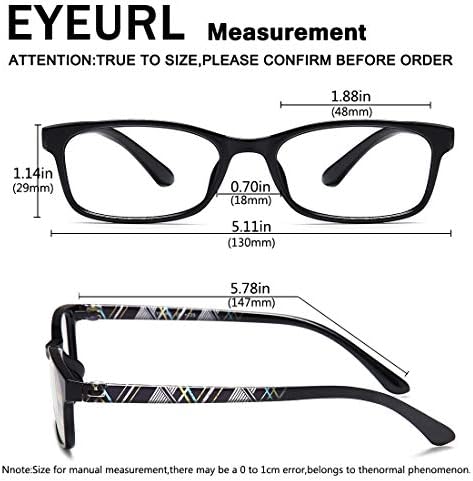 EYEURL Reading Glasses for Women-Blue Light Blocking For Men Women-3 Pack Computer Readers 0.5 Spring Hinge Anti UV Ray/Eye Strain/Glare Eyeglasses
