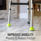 HealthSmart 4-Pack Walker Ski Glides for Folding Walkers, Durable Universal Fit for Smooth Mobility, Easy Installation and Increased Visibility Walker Feet