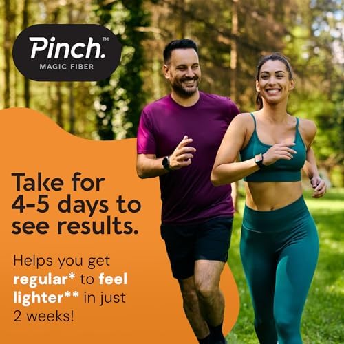 Pinch Magic Sugar Free Fiber Powder – Light Tropical Flavor Psyllium Husk with Bromelain & Vitamins C & D – Vegan, Gluten-Free, Clean Label, USA-Made, GMP-Certified – 28-Day Supply