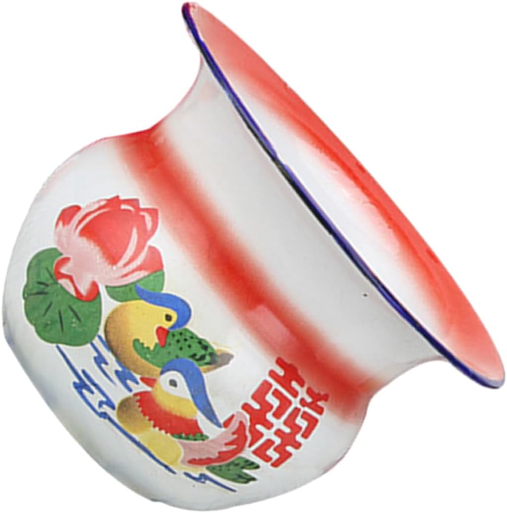 VANZACK Enamel Spittoon Portable Bedpan Urinal Pot for Adults and Children Vintage Style Durable Household Medical Aid