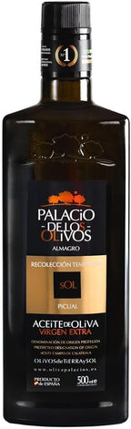 Palacio de los Olivos | Picual Gourmet Extra Virgin Olive Oil - Cold pressed oil, Early Harvest - 16.9 Fl Oz - 500ml