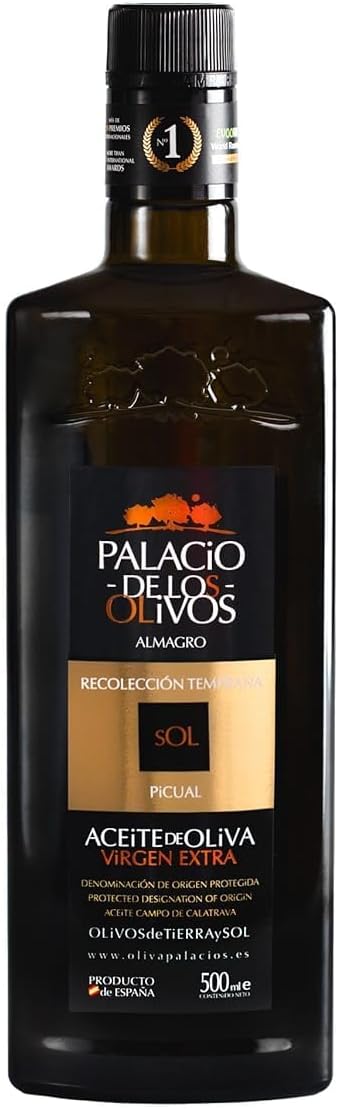Palacio de los Olivos | Picual Gourmet Extra Virgin Olive Oil - Cold pressed oil, Early Harvest - 16.9 Fl Oz - 500ml