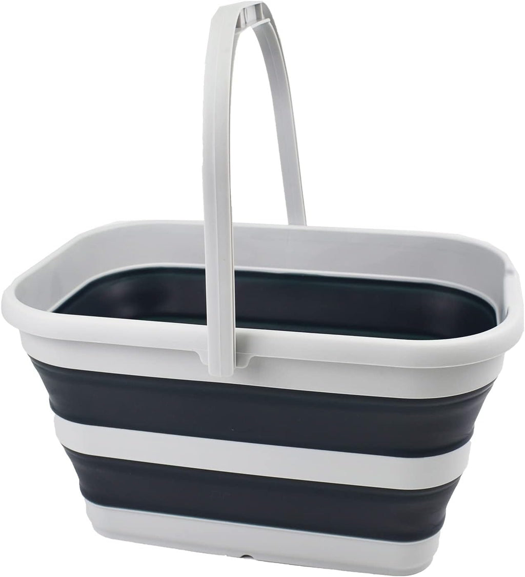 SAMMART 12L (3.1 Gallon) Collapsible Rectangular Handy Bucket/Multiuse Foldable Water Pail for Camping, Fishing (Grey/Slate Grey)