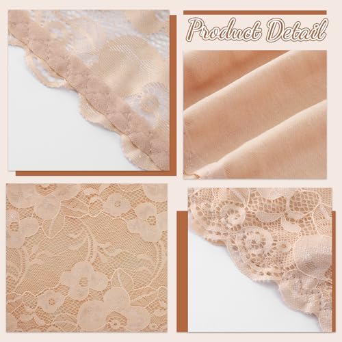 3 Pcs Lace Tube Top Bra, 24-40 Inch Strapless Lace Bandeau Bra Stretchy Tube Top Bras for A or B Cup Low Neckline Cleavage Cover Strapless Bras Bandeau Chest Wrap (White, Black, Beige)