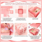 tesaiue Pink Flying Butterfly Surprise Gift Box, DIY Birthday Explosion Pink Gift Box with 8 Pcs Flying Butterfly and Confetti‌, Exploding Fantasy Decor for Birthday, Anniversary, Wedding, Mother's Day, Graduation Party