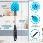 12.2 inch Bottle Brush Set of Three，Washable Coffee Cups, Water Bottles, Baby Bottles, Straws, to-go Cups, Long-Handled 3-in-1 Stainless Steel Bottle Brushes.