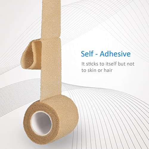12Pcs 2'x 5 Yards Elastic Bandage Wrap Self Adherent Cohesive Wrap Bandages for Wrist Ankle Vet Tape for Dogs Athletic Swelling Sprains Tape Grip Cover (Skin Color)