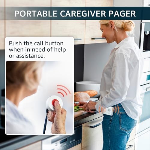 Caregiver Pager Wireless Call Buttons for Elderly Monitoring SOS Alert System Portable Alarm for Nurse Call Seniors Patients Emergency Home