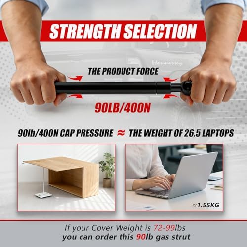 Vepagoo 27 inch 90Lb/400N Per Gas Struts Shock Lift Support for Truck Bed Cover Undercover Topper Pickup Tonneau Cover and Other Heavy Duty Application,ST270P90,C1615134,2pcs (1 Pair)