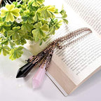 Jovivi 2pcs Natural Rose Quartz Crystal Black Obsidian 12 Facted Therapy Healing Dowsing Divination Pendulum - Reiki Charged Chakra Balancing Pendant with Chain