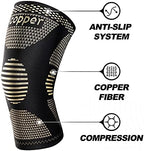 JHVW Copper Knee Brace for Women Men, 2 Pack Knee Braces for Knee Pain, Knee Support Compression Sleeve for Meniscus Tear, ACL & Arthritis Pain Relief