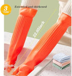 3 Pairs Household Extra Long Kitchen Gloves for Washing Dishes，20.05inches Rubber Cleaning Gloves，Reusable Latex Living Wash Gloves，Long Sleeves(Medium, Red)