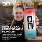 3D Energy Drink – Sugar Free, 200mg Caffeine, Pre Workout, Taurine, L-Carnitine, Lightly Carbonated, 16oz Cans, 12 Pack - Liberty Pop