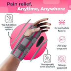 DR. BRACE Adjustable Wrist Brace Night Support for Carpal Tunnel, Doctor Developed, Upgraded with Double Splint & Therapeutic Cushion,Hand Brace for Pain Relief,Injuries,Sprains (S/M Left Hand, Grey-Pink)