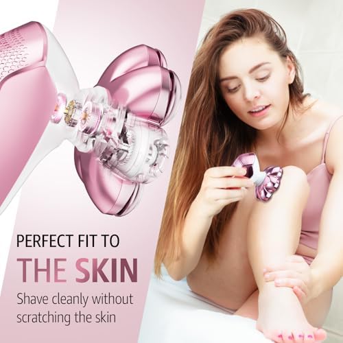 SHPAVVER Electric Razors for Women Legs: Rechargeable Electric Shavers for Body - Waterproof Wet Dry Hair Remover for Lady Face Underarms Public (Glossy Pink)