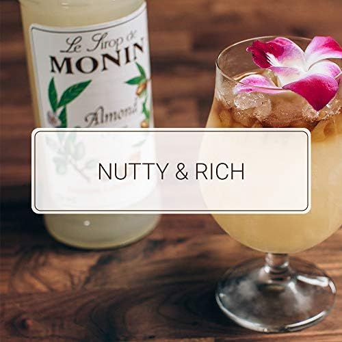 Monin - Almond Syrup, Sweet and Rich Nutty Aroma, Natural Flavors, Great for Coffee Drinks and Specialty Cocktails, Non-GMO, Gluten-Free (1 Liter)