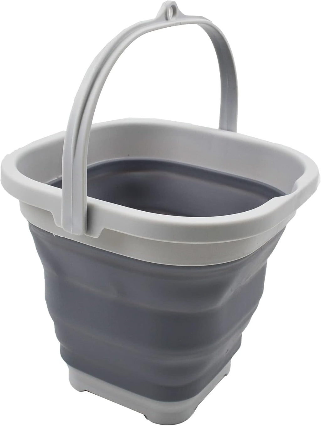 SAMMART 2.6L (0.68 Gallon) Super Mini Sqare Collapsible Plastic Bucket - Foldable Square Tub - Portable Fishing Water Pail - Space Saving Outdoor Waterpot (Grey)