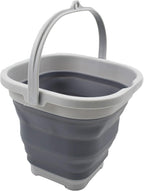 SAMMART 2.6L (0.68 Gallon) Super Mini Sqare Collapsible Plastic Bucket - Foldable Square Tub - Portable Fishing Water Pail - Space Saving Outdoor Waterpot (Grey)
