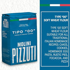 Molini Pizzuti Italian Tipo “00” Soft Wheat Flour – Ultra-Fine – All Natural for Pizza, Bread, Pasta, and Baking, 1 kg (2.2 lbs)