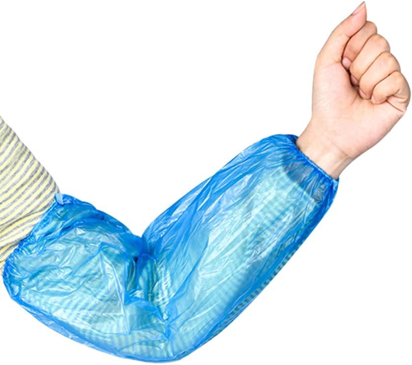 Greenour Pack of 100/1000/2000 Plastic Sleeves Covers Disposable Waterproof Arm Sleeve Protectors Blue 16" with Elastic