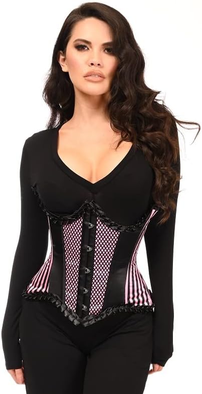 Daisy corsets Women's Daisy Corsets Top Drawer Pink Burlesque Underwire Curvy Cut Steel Boned Waist Cincher Corset