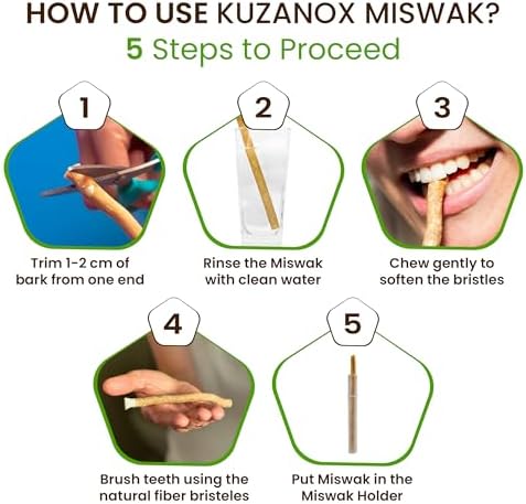 Miswak Sticks for Teeth Pack of 12 with Holder - Natural Miswak Toothbrush Sticks for Fresh Breath - Organic Salvadora Persica Sewak Miswak Sticks Vacuum Sealed