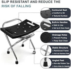 Shower Chair Seat, Stainless Shower Chair for Folding, Safety Anti-Slip Shower Bath Chairs for Seniors/Disabled by