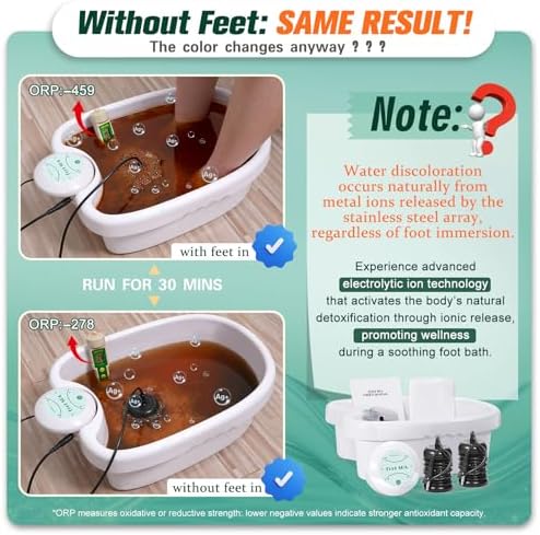 veicomtech Ionic Foot Bath Detox Machine, Ion Cleanse for Home Use, Salon, Beauty SPA Club (2 Arrays, 100 Liners) Green
