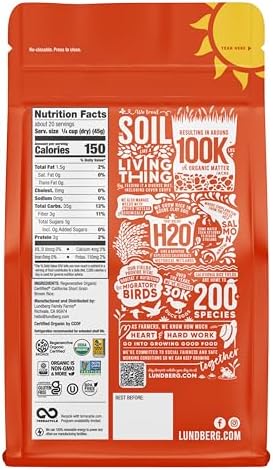 Lundberg Family Farms - Organic Brown Short Grain Rice, Subtle Nutty Aroma, Clings When Cooked, 100% Whole Grain, High Fiber, Pantry Staple, USDA Certified Organic, Gluten-Free, Vegan (32 oz, 1-Pack)
