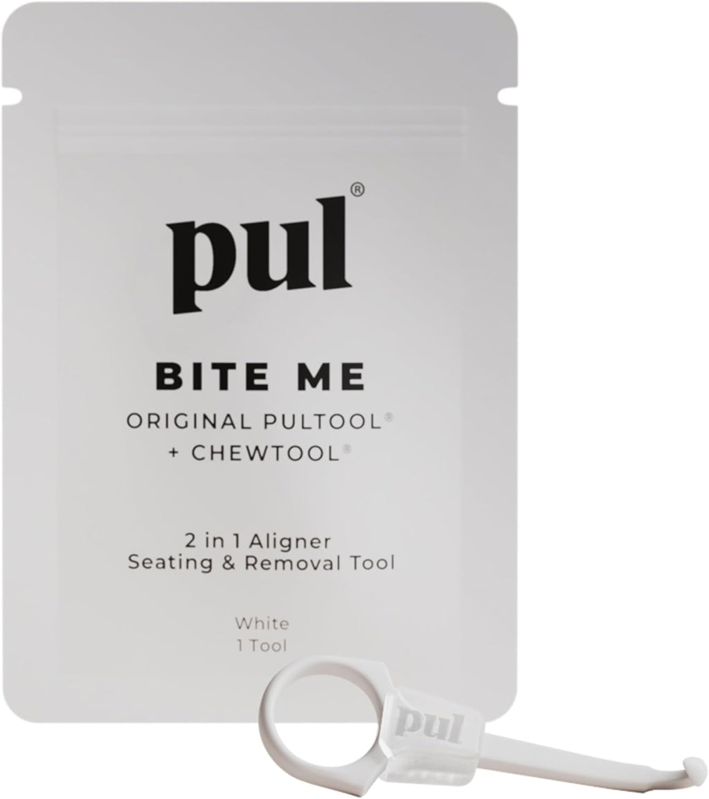 PUL 2-in-1 Aligner Removal Tool and Chewies for Invisalign Aligners, Retainers and Trays - Patented Invisalign Remover Tool for Easy Removal & Secure Fit - Pack of 1, White