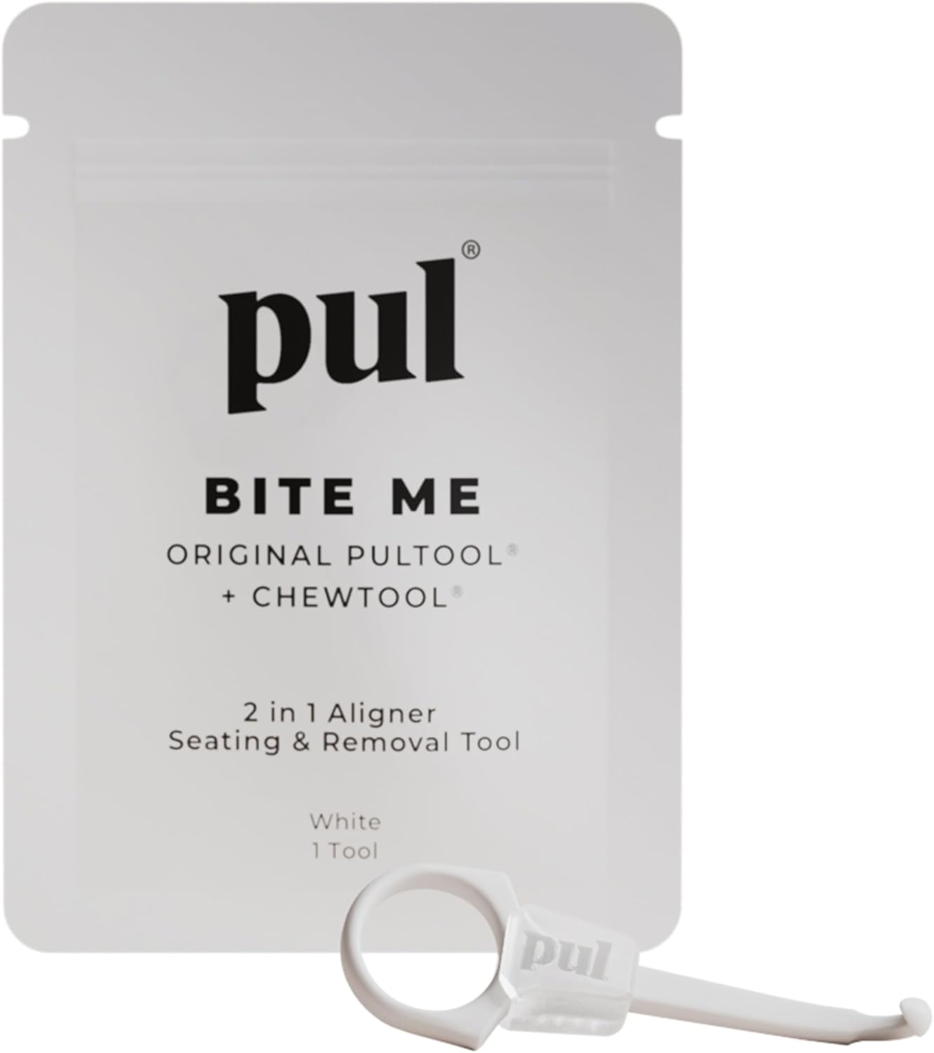 PUL 2-in-1 Aligner Removal Tool and Chewies for Invisalign Aligners, Retainers and Trays - Patented Invisalign Remover Tool for Easy Removal & Secure Fit - Pack of 1, White