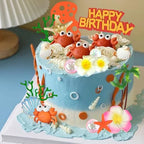 DRWATE Hawaii Cake Toppers Summer Cake Decorations Bubbles Crab Starfish Cake Toppers for Tropical Hawaiian Beach Luau Themed Party Supplies (Crab)