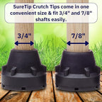 Black Crutch Tips & Cane Tip (Pair of 2) – 1 Size Fits All 3/4" 7/8” Inch - Extreme Grip Heavy Duty Universal Sizing Crutches Shafts Longest Lasting High Performance Rubber Non-Slip