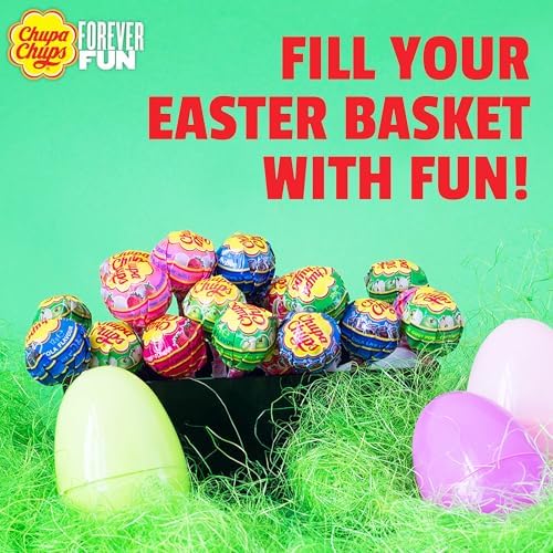 Chupa Chups Mini Lollipop Assortment, Five Flavors, Easter Candy Bulk, Easter Basket Essentials Stuffers for Kids and Adults, Individually Wrapped, 50.8 Ounce Bag (240 Suckers)
