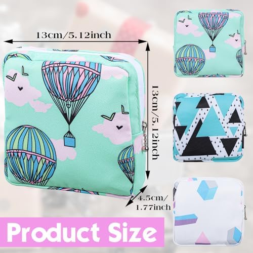 3Pcs Sanitary Napkin Storage Bag Period Bags for Teen Girls for School Portable Tampon Storage Pouch for Women Ladies with Zipper Feminine Necessities