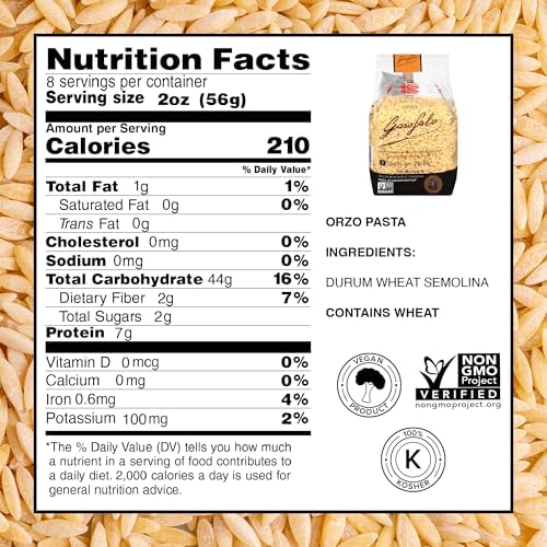 Garofalo - Premium Durum Wheat Semolina Orzo Pasta Italian Made, Bronze-Drawn, Al-Dente, One-Ingredient Pasta (2 pack)