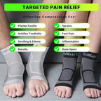 TechWare Pro Ankle Brace Compression Sleeve - Plantar Fasciitis Sock. Relieves Achilles Tendonitis. Foot Arch Support Reduces Joint Pain, Swelling & Heel Spur Pain. Injury Recovery Braces for Sports