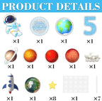 13 PCS Outer Space Cake Topper Happy 5th Birthday Astronaut Planet Rocket Cake Decorations Set for Boys Girls Outer Space Themed Party Kids Birthday Party Baby Shower Supplies