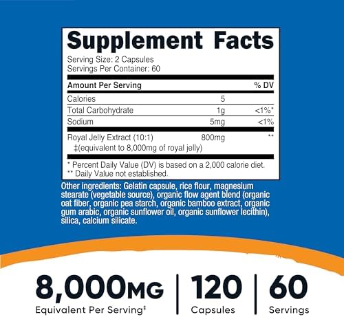 Nutricost Royal Jelly 120 Capsules for 60 Servings - Royal Jelly Extract, GMO-Free, Gluten-Free