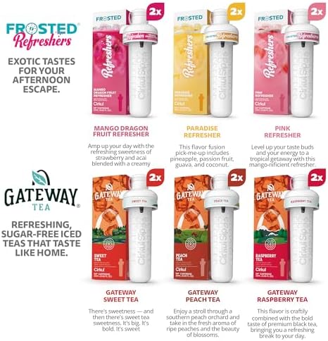 Cirkul Variety Pack Bundle with Caffeine, Flavored Water Cartridge 12-Pack (Frosted Refreshers, Gateway Tea), No Sugar, Zero Calorie Drink Mix