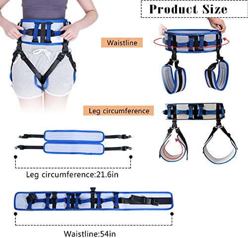 Lmaray Transfer Belt with Leg Loops and 10 Padded Handles, Medical Gait Belt Walking Assistive Device with Quick Release Metal Buckle for Elderly, Seniors and Physical Therapy - 54 Inch