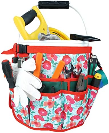 MELOTOUGH Bucket Caddy Organizer Bucket Tool Organizer for Garden Tools Fit 3.5 to 5 Gallon Bucket (Flower)