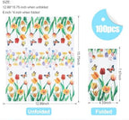 100 Pack Tulip Floral Guest Hand Towels Disposable for Bathroom, Floral Paper Napkins Decorative Spring Flowers Napkins for Bathroom Toilet Powder Room Holiday Wedding Bridal Shower (Inches, 7.8*4.3)
