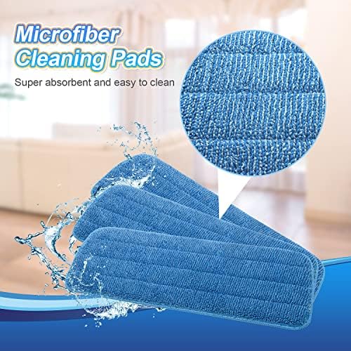3 Pack Microfiber Mop Pads Replacement for Wet/Dry Mop Floor Cleaning Reusable Mop Pads Refills for Spray Floor Mops Compatible with Bona Floor Care System and Any Microfiber Flat Spray Mop