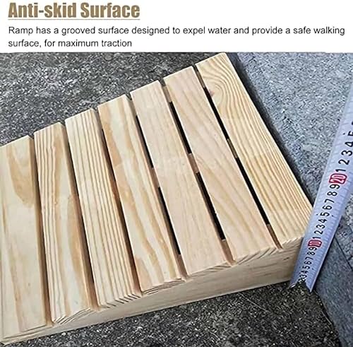 Portable Wooden Threshold Ramp for Doorway 2"" 3"" 4"" 5"" 6"" Rise, Non-Slip Surface Durable Entry Ramp for Home/Garden Step/Sheds Doors (10.1x11.8x2.7inch)